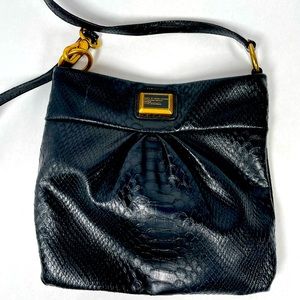 Marc Jacobs Black Crossbody Purse PVC Snakeskin Print